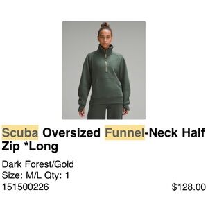 Scuba Oversized Funnel-Neck Half Zip *Long